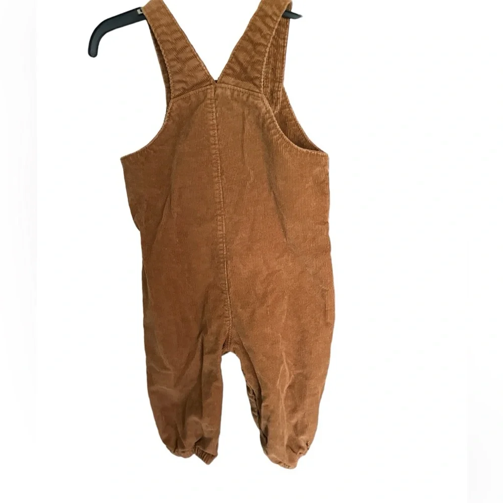 Baby brown corduroy teddy bear overalls